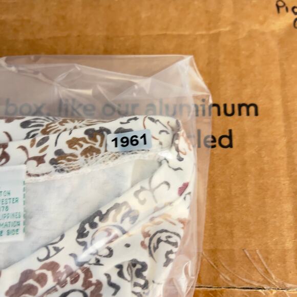 Shenanigans Shirt Woman's XL Floral Crew Neck 3/4 Sleeves Browns & White Fall - Picture 12 of 12